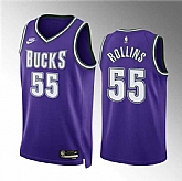 Men's Milwaukee Bucks #55 Ryan Rollins Purple Classic Edition Stitched Basketball Jersey Dzhi,baseball caps,new era cap wholesale,wholesale hats